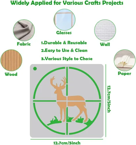 Miniatura 2 de 36 plantillas de pintura de animales – árbol, bosque, plantillas de montaña para pintar en madera, pared, rocas, lienzo, manualidades, decoración 36