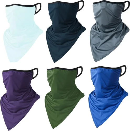Miniatura 8 de 6 Pieces Sun UV Protection Face Mask Neck Gaiter Windproof Scarf Sunscreen Breathable Bandana Balaclava for Sport Outdoor