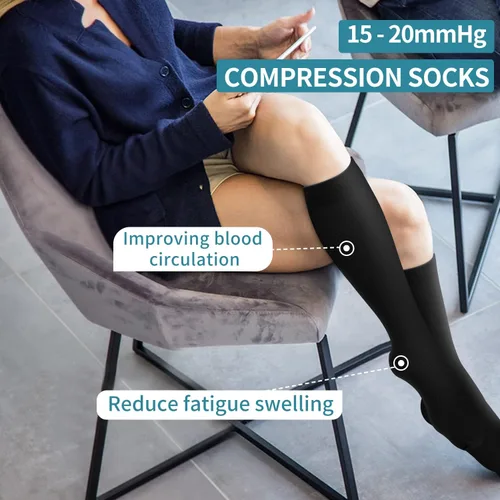 Miniatura 2 de Calcetines de compresión para mujeres y hombres (3 pares) – El mejor apoyo para enfermeras, correr, senderismo, recuperación y calcetines de vuelo