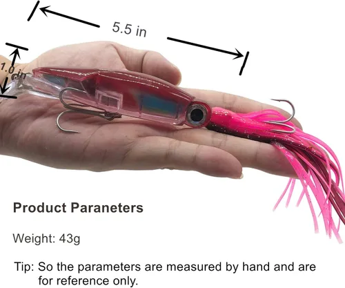 Miniatura 4 de 4Pcs Large Simulation Squid Fishing Lures Bait Kit,3D Holographic Eyes，Built-in Multicolored Lead Blocks Through Heavy Duty ，Stable and Tempting