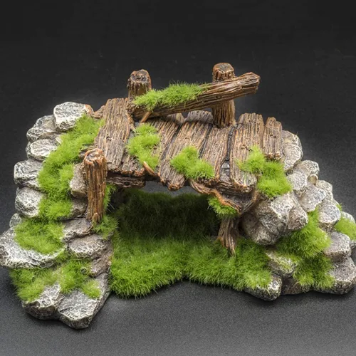 Miniatura 4 de S-Lifeeling Decoración de pecera Musgo Rockery Plantas de piedra Ruinas de madera Paisajismo Tortuga Tanque Decoración Pescado Refugio de camarones