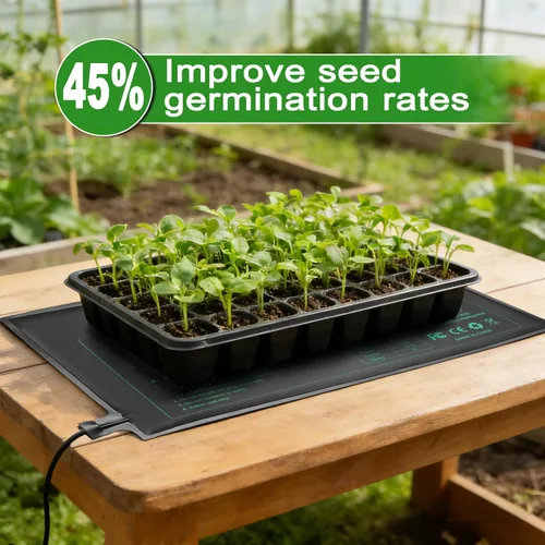 Miniatura 4 de Bestio Juego combinado de tapete térmico de plántulas con termostato, 10 x 20.75 pulgadas, certificado UL y MET, tapete de calefacción para plantas