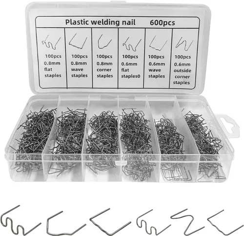 Miniatura 8 de 500 varillas de soldadura de grapas calientes, 0.024 in 0.031 in en forma de onda de parachoques de reparación de salpicadero, suministros de grapas