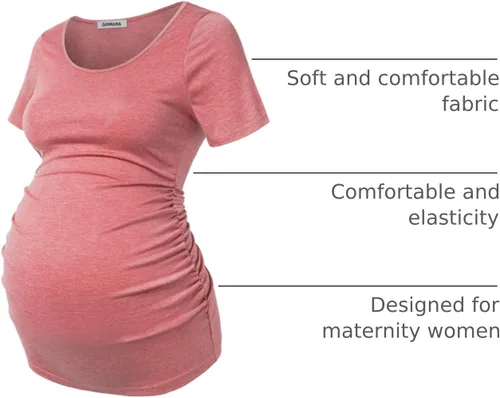 Miniatura 51 de GINKANA Blusas de maternidad de manga corta, diseño floral, fruncido, casual, para mamá, para embarazo