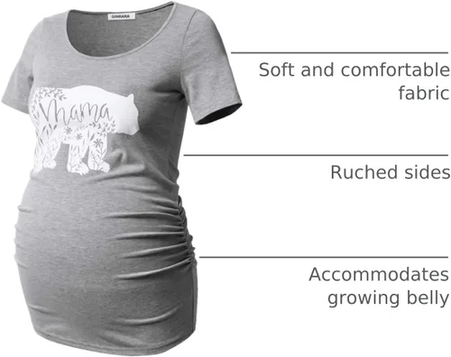 Miniatura 149 de GINKANA Blusas de maternidad de manga corta, diseño floral, fruncido, casual, para mamá, para embarazo