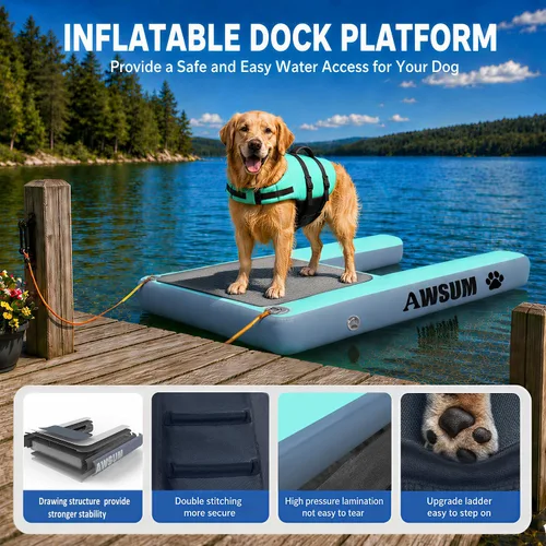 Miniatura 4 de AWSUM Rampa inflable para botes acuáticos para perros, escalera flotante para perros de hasta 230 libras en escalones de flotación de agua