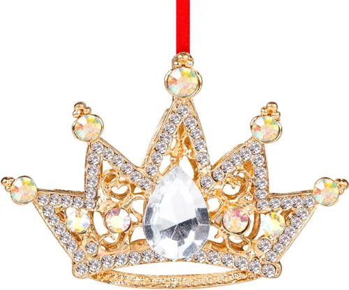 Miniatura 9 de WaaHome Adornos de Navidad de corona dorada de metal para reina y rey, adornos de recuerdo para decoración de árbol de Navidad, regalos para Verde
