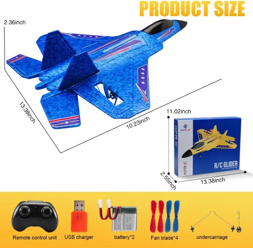 Miniatura 2 de Fremego Avión RC F22 Fighter Jet para niños y adultos, control remoto de 2.4 GHz con estabilización de giroscopio, luces LED, espuma EPP resistente