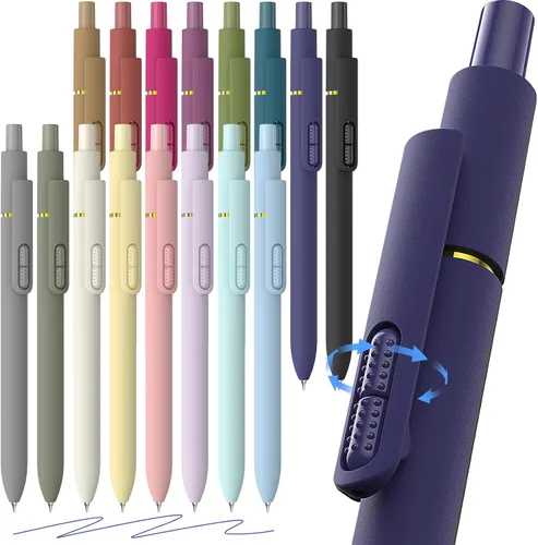 Miniatura 15 de Paquete de 8 bolígrafos de gel negro, punta media de 0.028 in, bolígrafos de tinta retráctiles de secado rápido para escritura suave, suministros