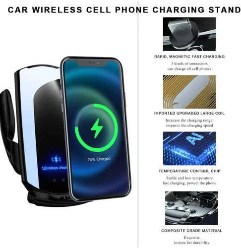 Miniatura 3 de Cargador inalámbrico para automóvil, montaje de ventilación de aire de carga rápida de 15 W, soporte de teléfono de sujeción automática, cargador