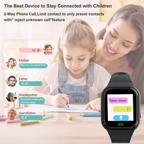 Miniatura 3 de Reloj inteligente 4G para niños, rastreador GPS, reloj inteligente para niños y niñas, reloj de teléfono, videollamadas, alarma de emergencia, juego
