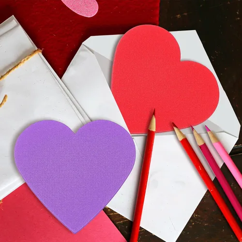 Miniatura 5 de Tatuo 120 calcomanías de corazón de espuma de 6 pulgadas a granel, autoadhesivas, corazones de espuma EVA, calcomanías mate y con purpurina