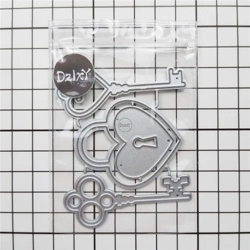 Miniatura 4 de DzIxY Troqueles de corte de metal con llave de bloqueo de corazón para kit de fabricación de tarjetas, troquelados, troquelados, plantillas de 15