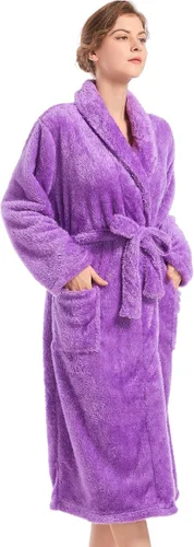 Miniatura 2 de Inner Wish Womens Plush Fleece Robe, Cozy Warm Bathrobe Fuzzy Female Spa Robe With Pockets