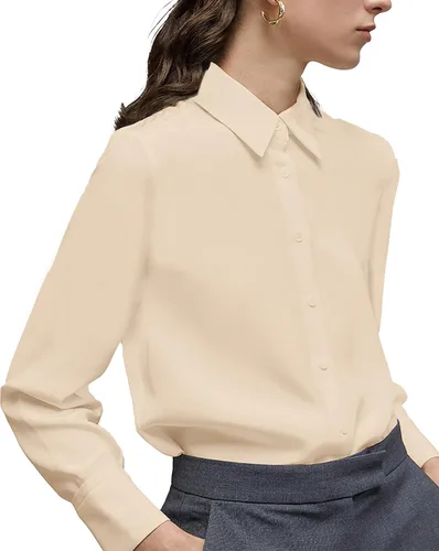 Miniatura 22 de Camisa clásica de botones para mujer, manga larga con cuello, blusa de gasa para trabajo y oficina