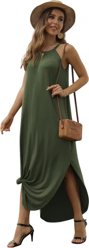 Miniatura 2 de GRECERELLE Vestido largo sin mangas para mujer, holgado, casual, con abertura lateral, maxi vestidos