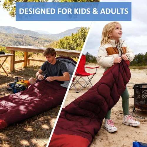 Miniatura 6 de Oaskys - Saco de dormir para acampar, para 3 estaciones, clima cálido y fresco, verano, primavera, otoño, ligero, resistente al agua, para adultos