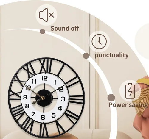 Miniatura 5 de Relojes de pared decorativos de metal de 16 pulgadas, silenciosos sin tictac, de calidad, con movimiento de cuarzo, operados con pilas, reloj grande