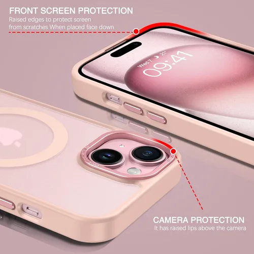 Miniatura 8 de BENTOBEN Funda para iPhone 15, funda para iPhone 15 compatible con MagSafe, funda magnética mate translúcida a prueba de golpes para mujeres