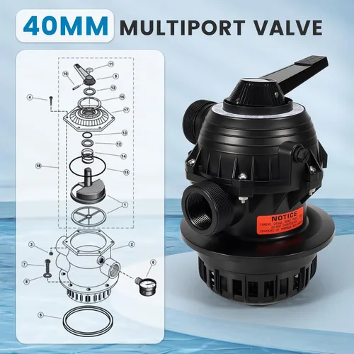 Miniatura 6 de SR14965-A003 - Válvula multipuerto de 1.575 in, compatible con Pantera 21" 25", Onga Leisuretime 21" 25", Sta-Rite Cristaflo 15", 17", 20", 24