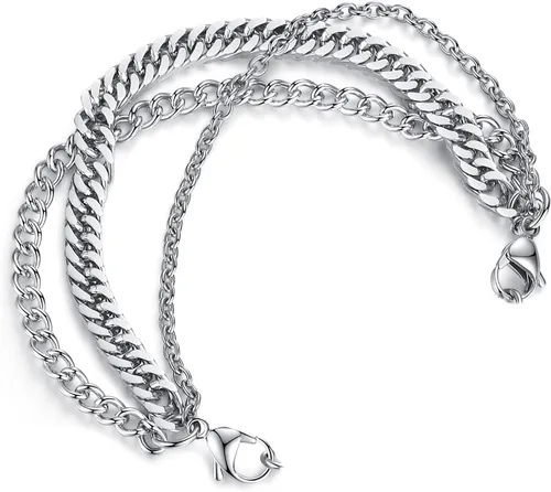 Miniatura 4 de LinnaLove Cadena intercambiable de acero inoxidable para pulseras de identificación de alerta médica para mujeres y hombres, No es una piedra