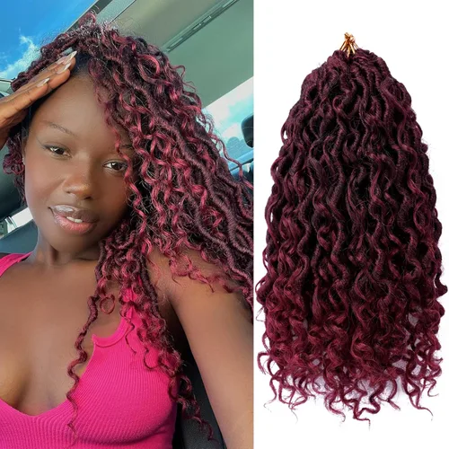 Miniatura 19 de Goddess Locs - Cabello de ganchillo de 10 pulgadas, 7 paquetes de cabello de ganchillo bohemio sintético para mujeres negras, rastas de ganchillo #1B