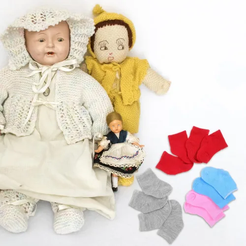 Miniatura 4 de NUOBESTY 6 pares de calcetines de muñeca mini calcetín ropa de bebé figura de acción accesorios para muñeca