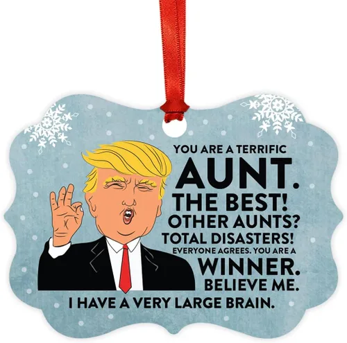 Miniatura 37 de Andaz Press Divertido presidente Donald Trump Fancy Frame Recuerdo Adorno de Navidad Regalo de mordaza, Perra fantástica, 1 paquete, ideas de regalo