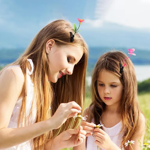 Miniatura 3 de FRCOLOR Juego de 28 pinzas para el pelo de plantas de simulación, horquillas creativas para niñas, niños, pasadores de pelo, accesorios de agarre