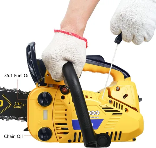 Miniatura 5 de Motosierra con mango superior, alimentada a gas, sierras de cadena de 12 pulgadas, sierra pequeña portátil ligera de 25.4 CC de 2 tiempos