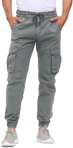 LEPOAR Pantalones cargo de senderismo para hombre, ajustados, elásticos, ligeros, casuales, con bolsillos, cintura con cordón