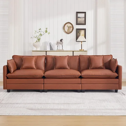 Miniatura 50 de Otomán de Sofá Moderno de Chenille Nube de 35'', Otomán Rectangular para Sofá Seccional Modular, Beige