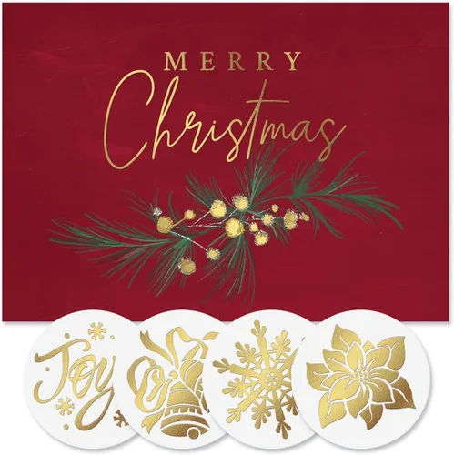Miniatura 6 de Tarjetas de Navidad con imágenes coloridas azules de Colorful Images con sellos de sobres a juego, juego de 24 tarjetas, 5 x 7 plegadas, paquete