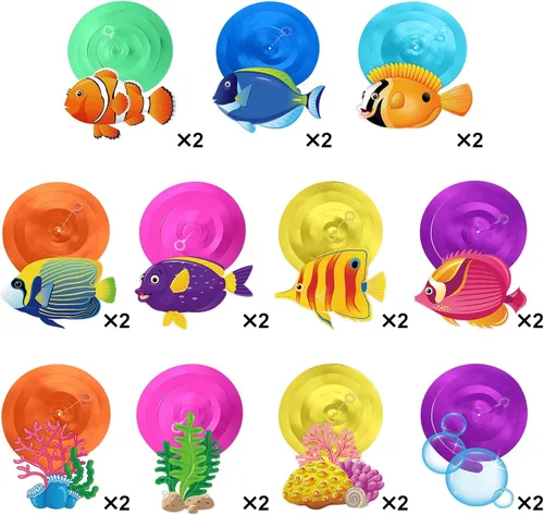 Miniatura 3 de Clabby 30 piezas de decoración de fiesta bajo el mar, remolinos colgantes de peces tropicales, decoración de techo, criaturas de sirena con temática