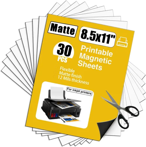 Miniatura 10 de Papel magnético imprimible no adhesivo, 8.5 x 11 pulgadas, 12 mil para impresora de inyección de tinta y manualidades de bricolaje, 5 hojas