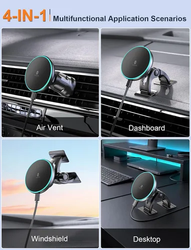 Miniatura 3 de MOKPR Magsafe - Cargador de coche para iPhone, cargador de coche inalámbrico, soporte magnético para teléfono para salpicadero, ventilación de aire