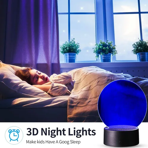 Miniatura 5 de Honoson 4 Piezas Bases de Lámpara LED Nocturna 3D con 4 Piezas Láminas de Acrílico Transparente Control Remoto Cable USB Ajustable 16 Colores 4