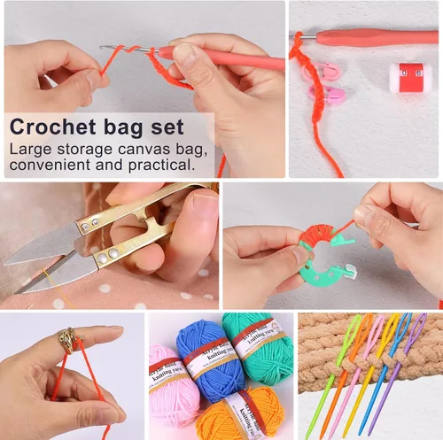 Miniatura 6 de XSEINO Kit de ganchillo para principiantes, kit de inicio de ganchillo con tutoriales en video paso a paso, kit de aprendizaje para principiantes
