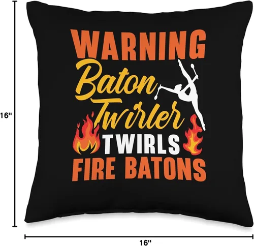 Miniatura 4 de Majorette Gymnastic Dancing Baton Twirl Warning Twirler Fire Baton - Almohada giratoria, 16 x 16 pulgadas, multicolor
