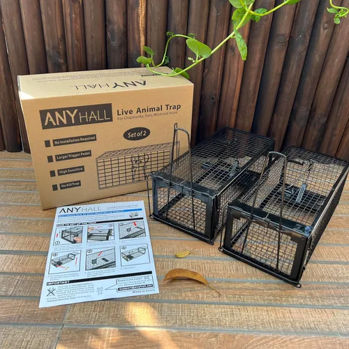 Miniatura 6 de 2-Pack de trampas para ratas, trampas para ratones, trampas para ardillas y topos, jaula humanitaria para interiores y exteriores (negro)