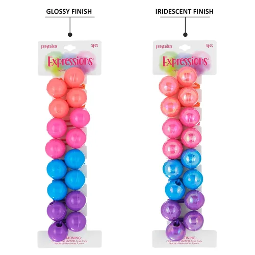 Miniatura 8 de 16 piezas Coletas Bolas de 24MM (0.94 in) Elásticos para Cabello Colección Bolas de Coleta de Colores Brillantes Para Niñas y Niños Pequeños Liso