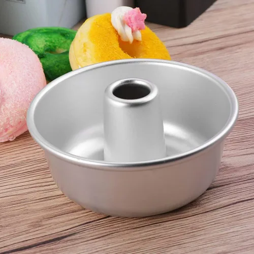 Miniatura 4 de Yardwe Moldes de tubo para hornear mini molde de pastel de ángel, molde redondo de gasa de 4 pulgadas, molde de aluminio para hornear, moldes