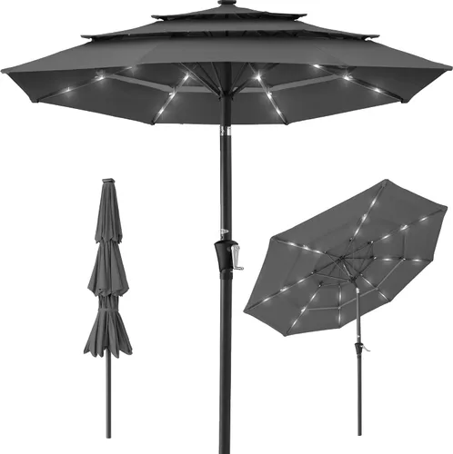 Miniatura 30 de Best Choice Products - Sombrilla solar de 10 pies de 3 niveles para patio, sombrilla de sol para exteriores, mercado, patio trasero, terraza, junto