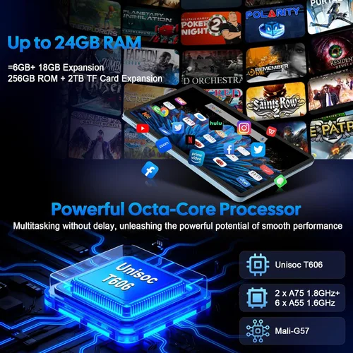 Miniatura 3 de Suicoey Tablet Android 15 2026 con teclado, 24 GB de RAM + 256 GB de ROM (expansión de 2 TB), tableta de 10 pulgadas con Gemini AI, Octa-Core
