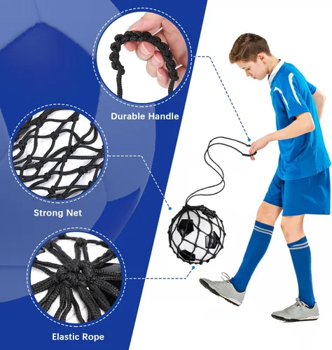 Miniatura 3 de TOBWOLF Football Kick Trainer, Soccer Return Trainer Net Fits Ball Size 3, 4, 5, Hands-Free Soccer Kick Throw Training Aid