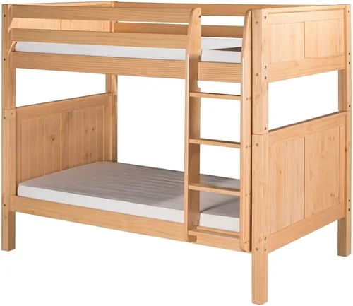 Miniatura 10 de Camaflexi Panel estilo litera de madera maciza, Twin-Over-Twin, escalera lateral adjunta, capuchino