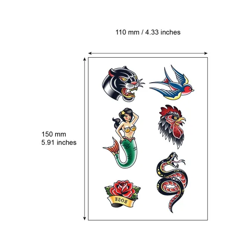 Miniatura 5 de Etiqueta engomada temporal del tatuaje del cráneo del ancla de la golondrina impermeable adultos hombres mujeres mano brazo hombro cuerpo arte