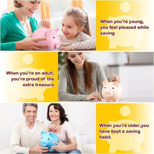 Miniatura 6 de Alcancía grande de 4 piezas de plástico para cerdos para niños, bonita alcancía para niñas y niños, caja de dinero de ahorro, regalos infantiles