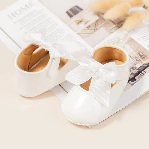 Miniatura 5 de Baby Mary Jane - Zapatos planos para niñas con lazo de algodón, suela antideslizante para bebé, vestido de princesa para primera caminata, zapatos