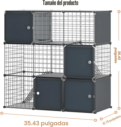 Miniatura 2 de Recinto Grande de 3 Niveles para Gatos para Interiores y Exteriores con Caja de Arena, Corralito Multifuncional Desmontable Catio - Jaula Perrera